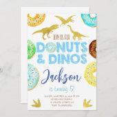 Dinosaurussen en Donuts Boy Verjaardagsfeest Kaart (Voorkant / Achterkant)
