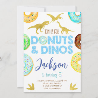 Dinosaurussen en Donuts Boy Verjaardagsfeest Kaart
