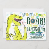 Dinosaurussen en donuts verjaardagsfeestje uitnodi kaart (Voorkant)