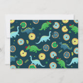 Dinosaurussen en donuts verjaardagsfeestje uitnodi kaart (Achterkant)