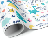 Dinosaurussen en eenhoorns voor kinderen cadeaupapier (Rol Hoek)