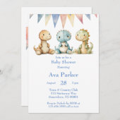 Dinosaurussen en vrienden Boy Baby shower Kaart (Voorkant / Achterkant)