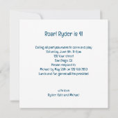 Dinosaurussen eten taart verjaardag uitnodiging (Achterkant)