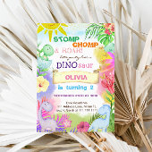 Dinosaurussen Floral Glitter Meisje 2e Verjaardag Kaart