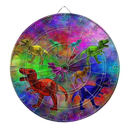 Dinosaurussen, gekleurd op voorgrond dartbord (Voorkant)