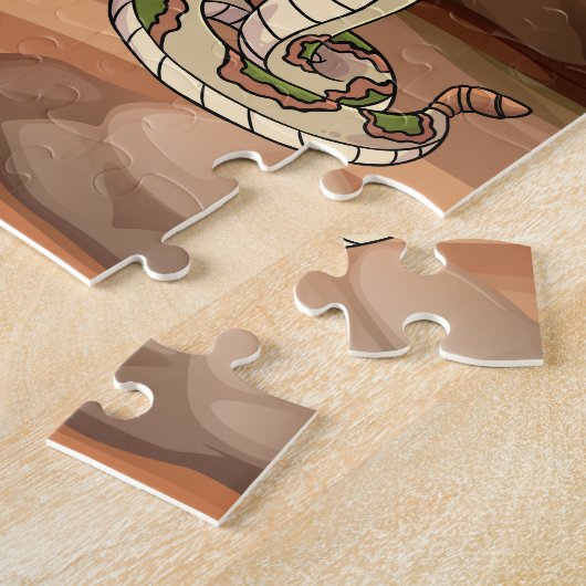 Dinosaurussen, gemonogd in het oerwoud, bruin legpuzzel (Zijkant)