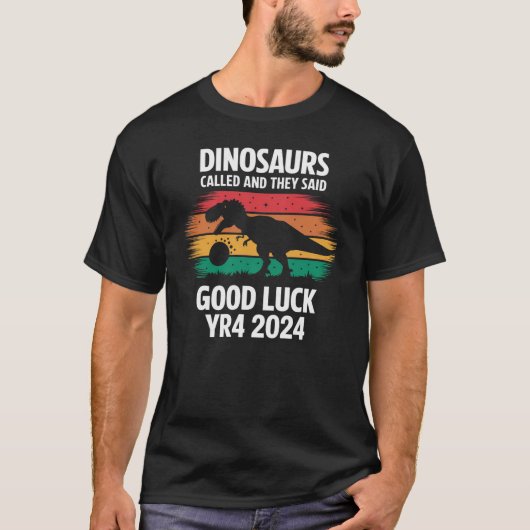 Dinosaurussen genaamd Funny Asteroid 2024 YR4 T-shirt (Voorkant)
