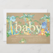 Dinosaurussen Genderneutrale Baby shower Uitnodigi Kaart (Voorkant)