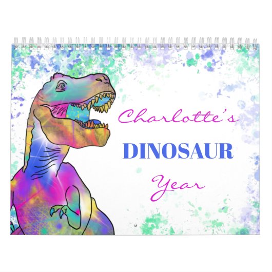Dinosaurussen gepersonaliseerd kleurig kalender (Hoes)