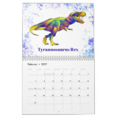 Dinosaurussen gepersonaliseerd kleurig kalender (Feb 2027)