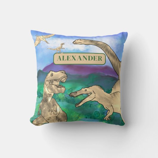 dinosaurussen gepersonaliseerd kussen (Voorkant)