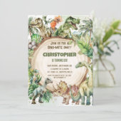 Dinosaurussen Groen Dino-mite Verjaardagsfeest Kaart (Staand voorkant)