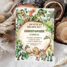 Dinosaurussen Groen Dino-mite Verjaardagsfeest Kaart