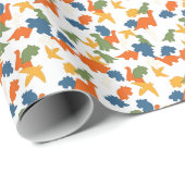 Dinosaurussen - Herfst Kleur Omlijning Witte Achte Cadeaupapier (Rol Hoek)