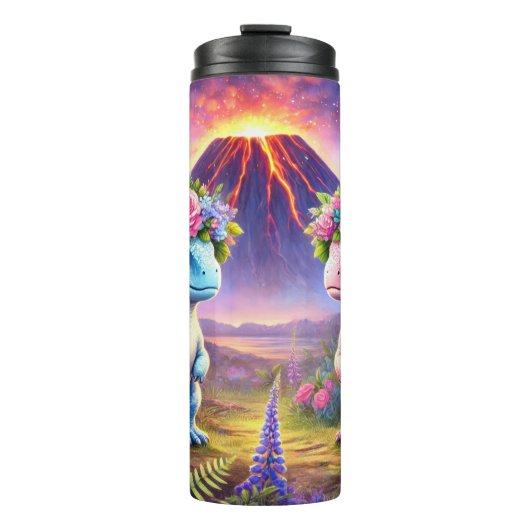 Dinosaurussen in de bloemen kronen thermosbeker (Voorkant)