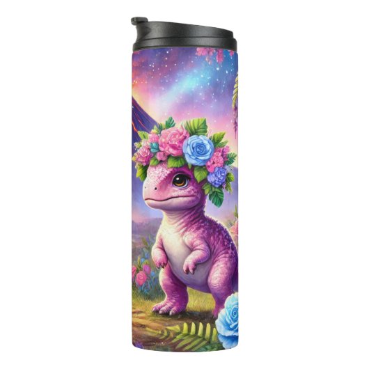 Dinosaurussen in de bloemen kronen thermosbeker (Geroteerd rechts)