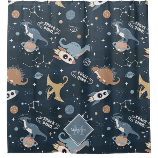 Dinosaurussen in de Kinder ruimte van het ruimtepa Douchegordijn (Voorkant)