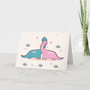 Dinosaurussen in de liefde Valentijnsdag Feestdagen Kaart