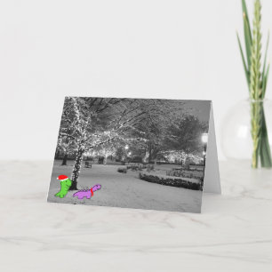 Dinosaurussen in de sneeuw, Universiteit van Chica Feestdagen Kaart