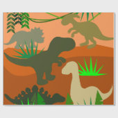Dinosaurussen in de wilde natuur cadeaupapier (Vlak)