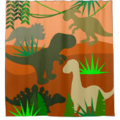 Dinosaurussen in de wilde natuur douchegordijn (Voorkant)