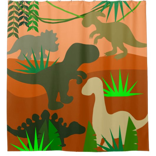 Dinosaurussen in de wilde natuur douchegordijn (Voorkant)
