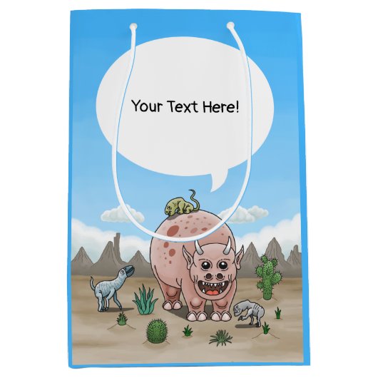 Dinosaurussen in de woestijn medium cadeauzakje (Voorkant)