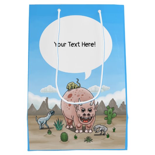 Dinosaurussen in de woestijn medium cadeauzakje (Achterkant)