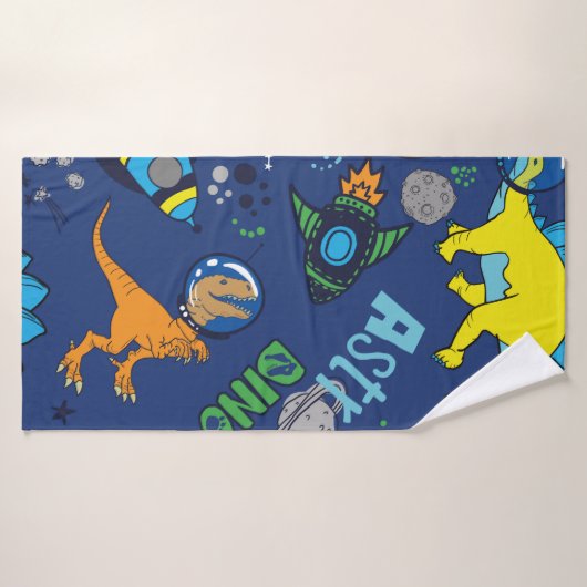 Dinosaurussen in door de hand getrokken  naadloze  badhanddoek (Badhanddoek)