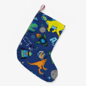 Dinosaurussen in door de hand getrokken  naadloze  kleine kerstsok (Voorkant (Hangend))