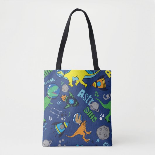 Dinosaurussen in door de hand getrokken naadloze tote bag (Voorkant)