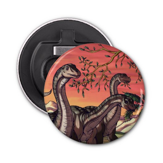 Dinosaurussen in Dusk Button Flesopener (Voorkant)