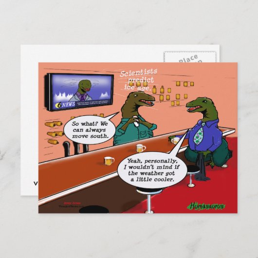 Dinosaurussen in een bar briefkaart (Voorkant / Achterkant)