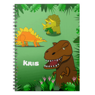 Dinosaurussen in een Oerwoud Custom Name Spiral no Notitieboek