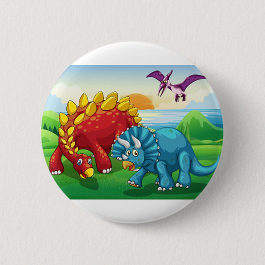 Dinosaurussen in het park ronde button 5,7 cm (Voorkant)