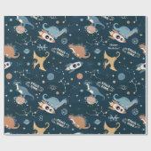 Dinosaurussen in het ruimtepatroonleven cadeaupapier (Vlak)