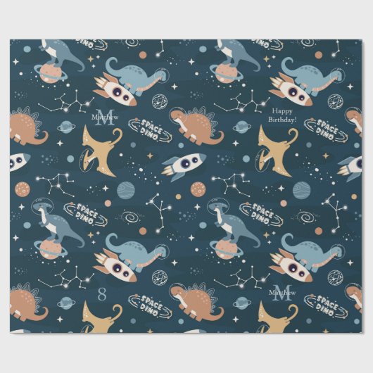 Dinosaurussen in het ruimtepatroonleven cadeaupapier (Vlak)
