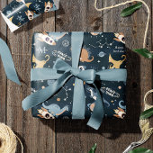 Dinosaurussen in het ruimtepatroonleven cadeaupapier