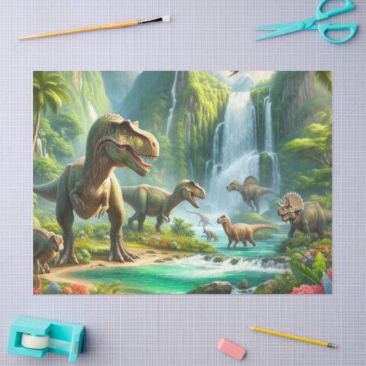 Dinosaurussen in Oerwoud Kind Tissuepapier (Craft)