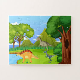 Dinosaurussen in prehistorisch bos Kinderen plezie Legpuzzel