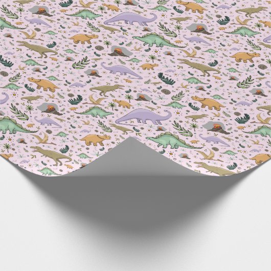 Dinosaurussen in roze cadeaupapier (Hoek)