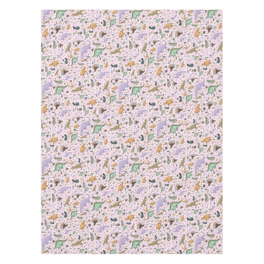 Dinosaurussen in roze tafelkleed (Voorkant)