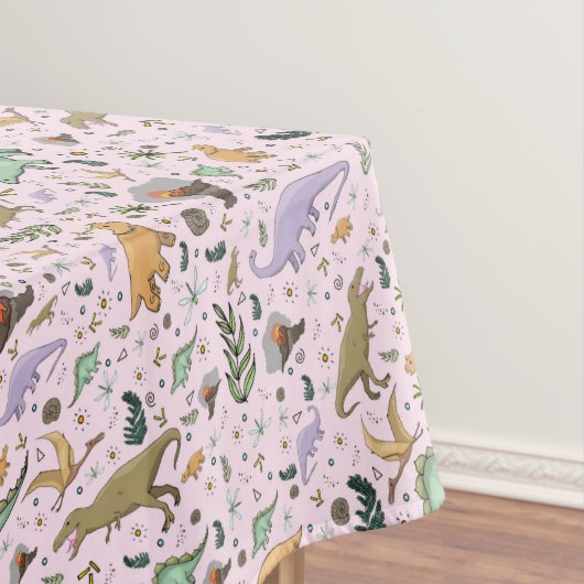 Dinosaurussen in roze tafelkleed (Voorbeeld)