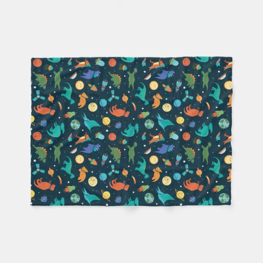 Dinosaurussen in ruimtecentrales fleece deken (Voorkant (Horizontaal))