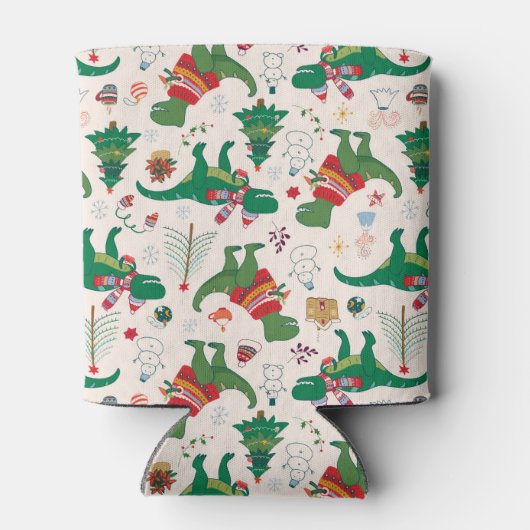 Dinosaurussen in Truien Kerstpatroon Blikjeskoeler (Achterkant)