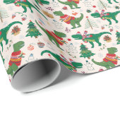 Dinosaurussen in Truien Kerstpatroon Cadeaupapier (Rol Hoek)