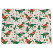 Dinosaurussen in Truien Kerstpatroon Groot Cadeauzakje (Voorkant)