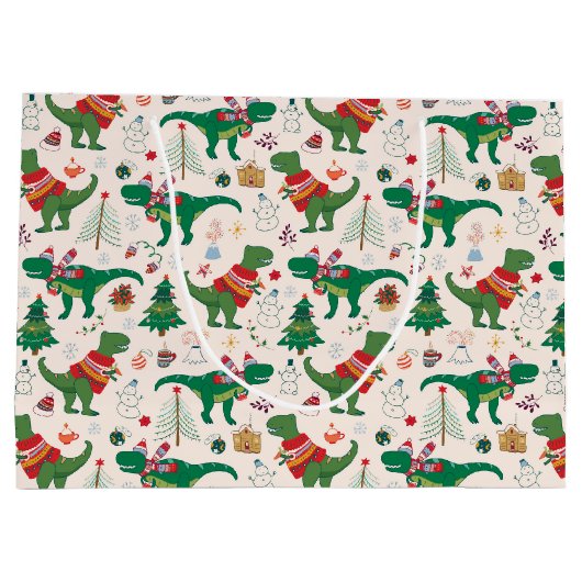 Dinosaurussen in Truien Kerstpatroon Groot Cadeauzakje (Achterkant)