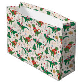 Dinosaurussen in Truien Kerstpatroon Groot Cadeauzakje (Achterkant Gekanteld)