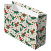 Dinosaurussen in Truien Kerstpatroon Groot Cadeauzakje (Voorkant Gekanteld)